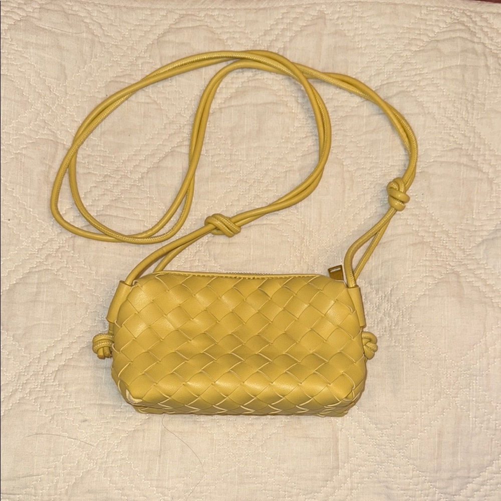 Yellow Woven Crossbody Bag